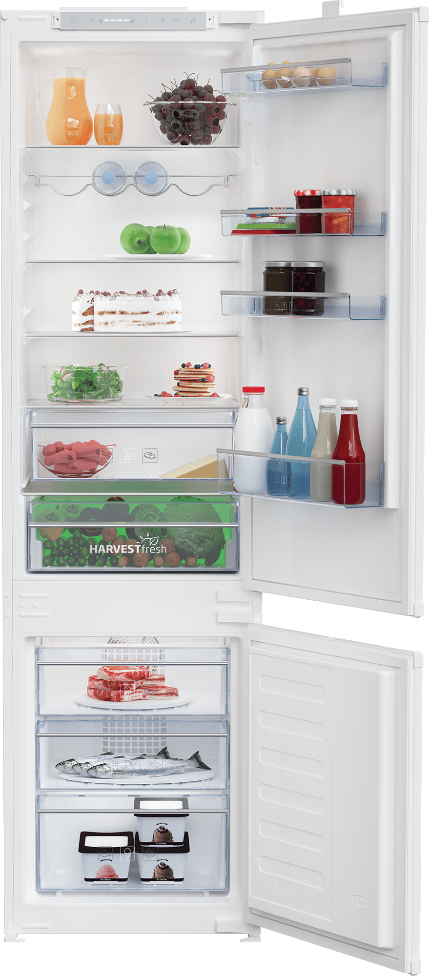 Integrated Frost Free Fridge Freezer with HarvestFresh